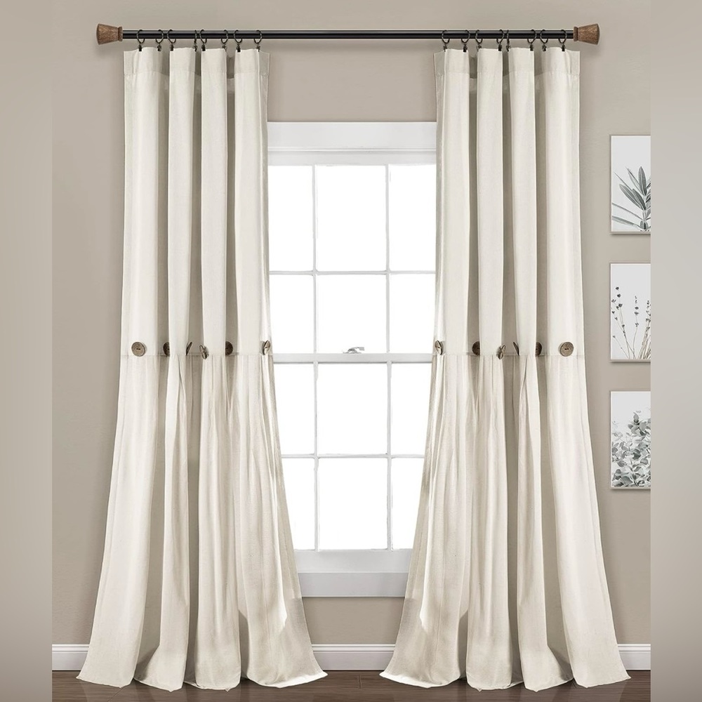 Curtain panels, Chic Farmhouse, Linen, 40”W x 108”L
